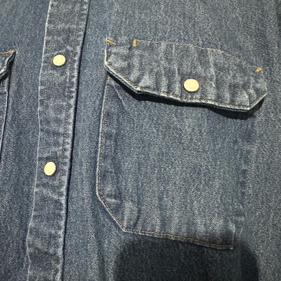 Men's Red Kap pearl snap denim shirt size L - Picture 4 of 5